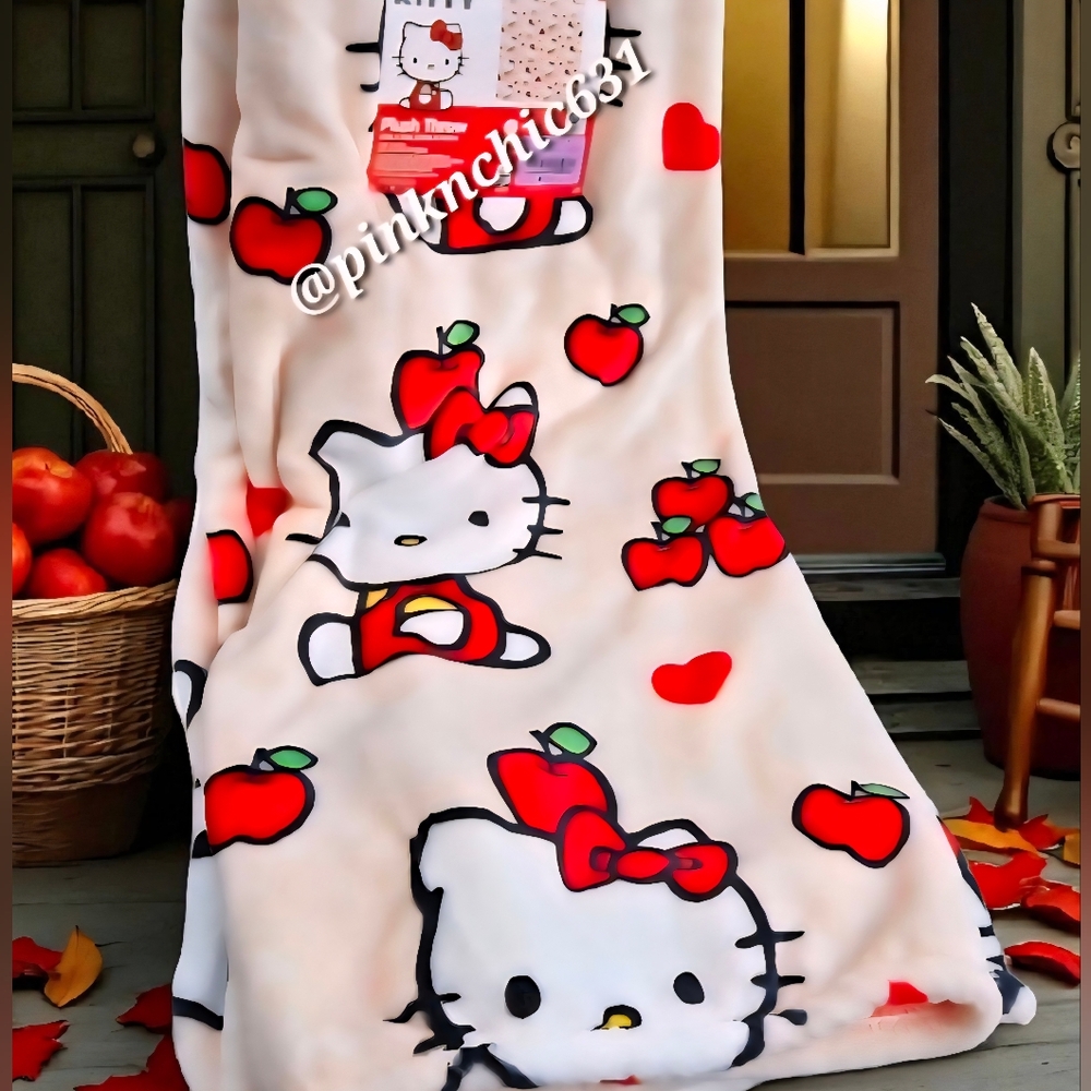 Sanrio Hello Kitty Harvest Apple Fall Plush Throw Blanket